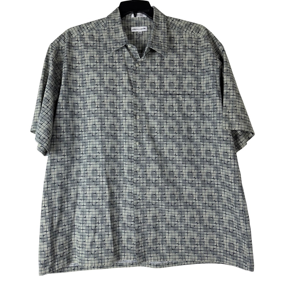 Pierre Cardin Mens XXL Short‎ Sleeve Button Down Shirt Geometric Print